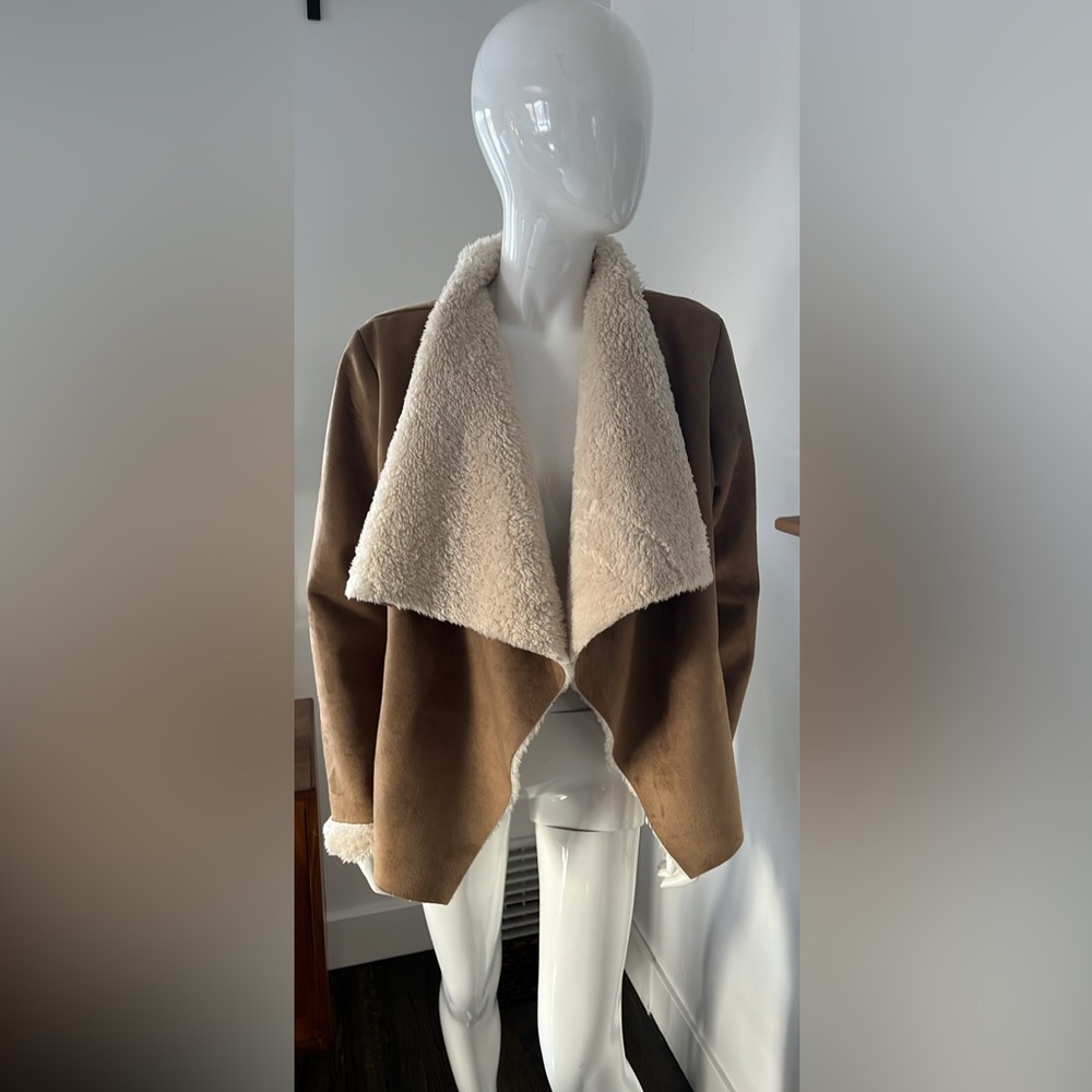 Ralph Lauren Brown Faux Suede and Shearling Jacket
